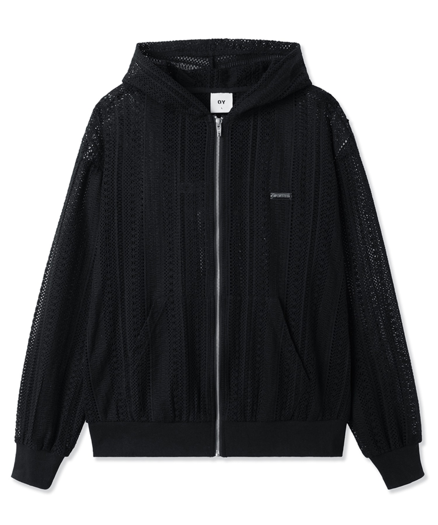OY/オーワイ』 LOGO CROCHET HOODIE ZIP UP/ロゴクロシェフード