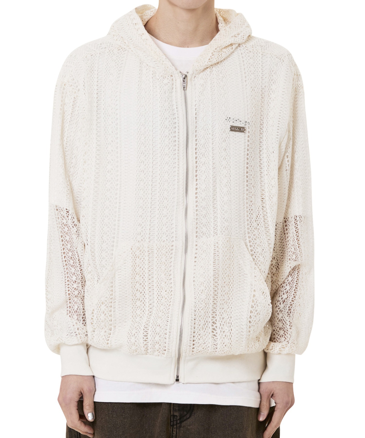 ★OY★LOGO CROCHET HOODIE ZIP UP - IVORY★正規品/直送料込 OY/オーワイ』 LOGO CROCHET HOODIE ZIP UP/ロゴクロシェフード