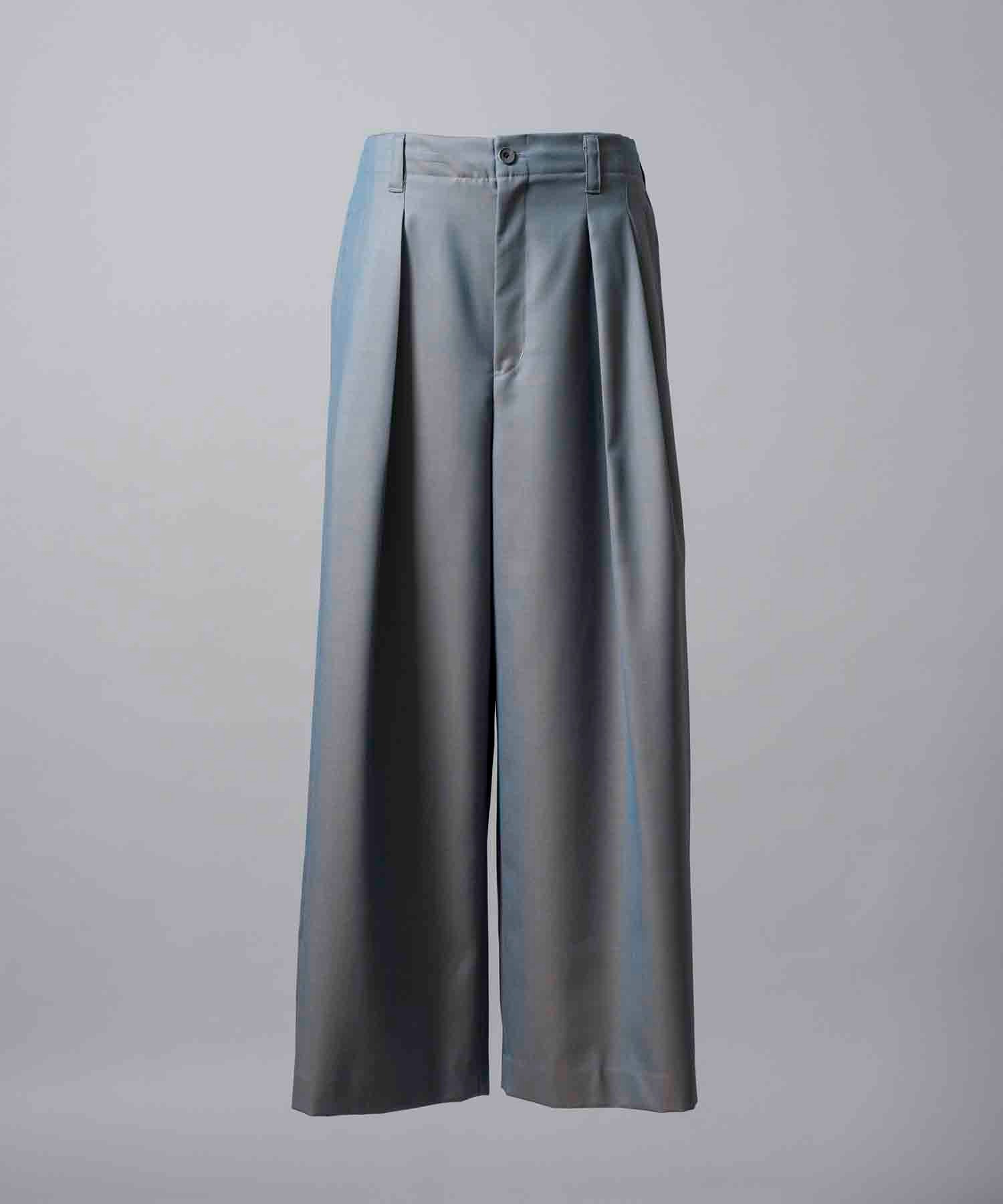 UNISEX》4 Colors Chambray Washable Wool Baggy Wide Pants/4色