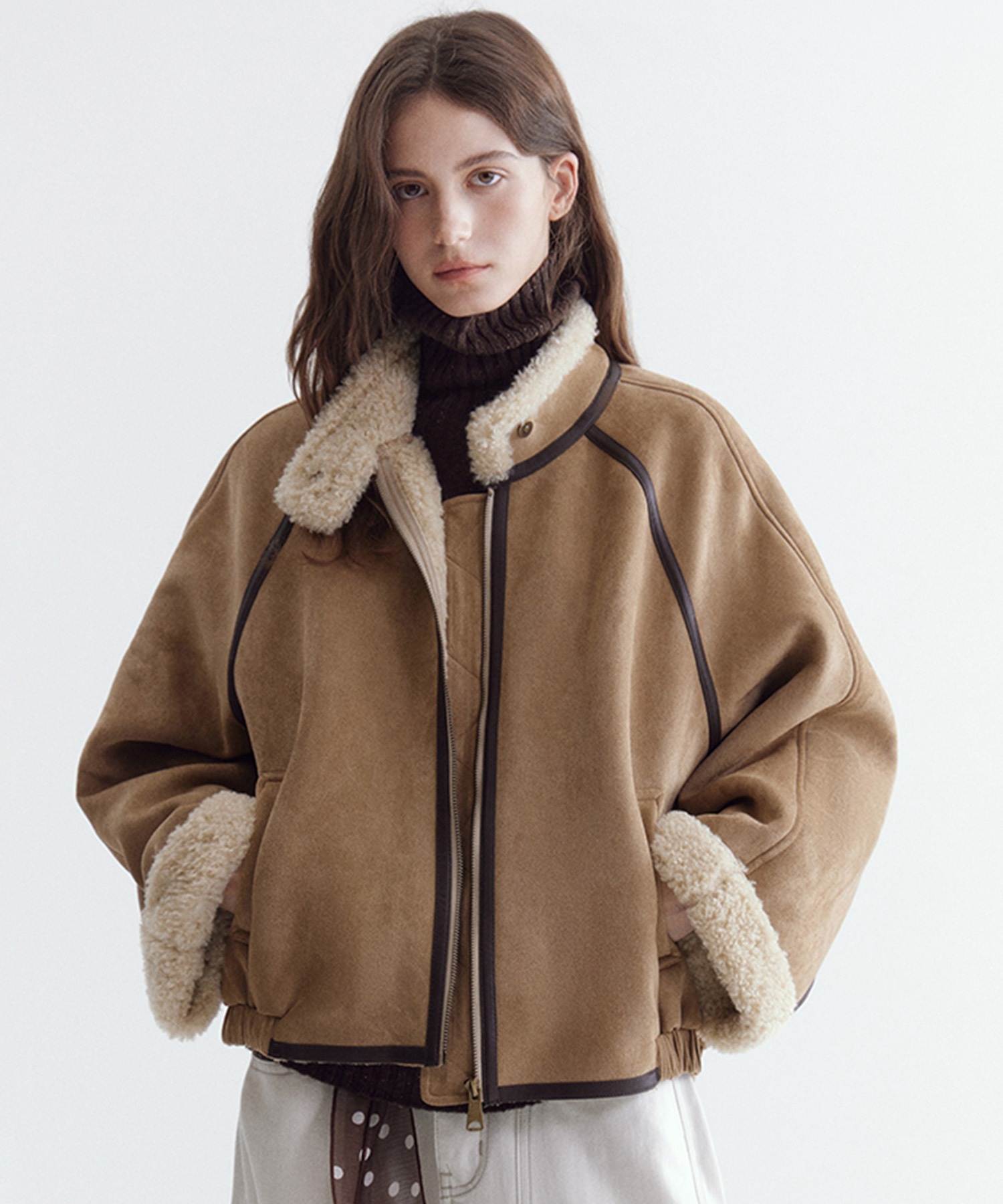 レザートリム フェイクスエードブルゾン FC26W043【Fano Studios