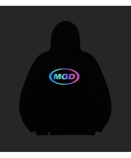 A'GEM/9 × .kom『mahagrid/マハグリッド』RAINBOW REFLECTIVE OVAL LOGO HOODIE/レインボーリフレクター  オーバルロゴ プルオーバーパーカー mahagrid│A'GEM/9×.KOM【公式】｜韓国・ストリートブランド通販サイト エージェムナイン  ドットケーオーエム