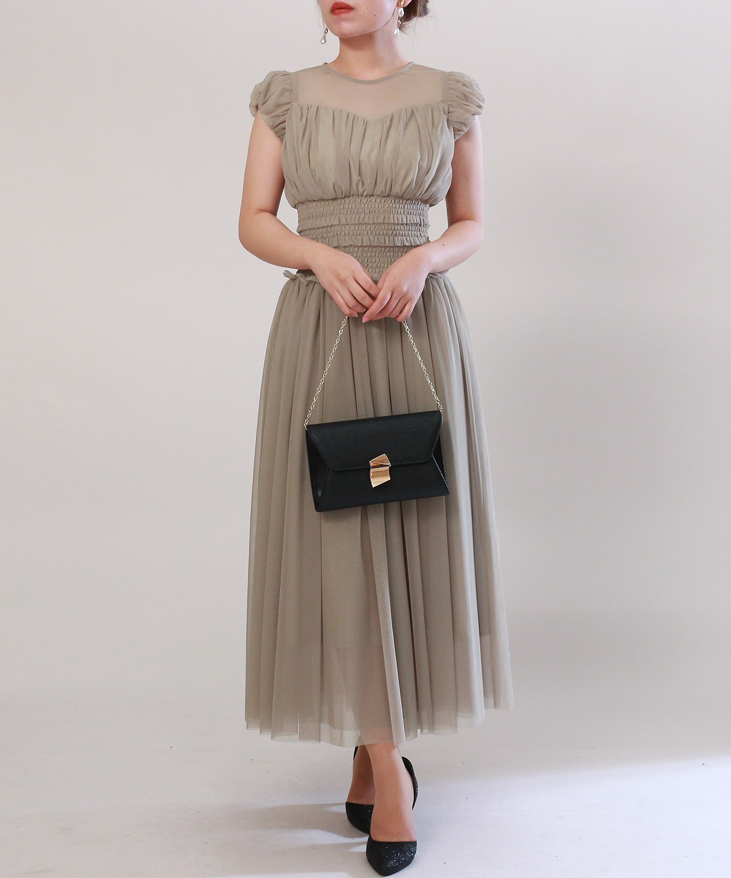 ウエストシャーリング チュールドレス