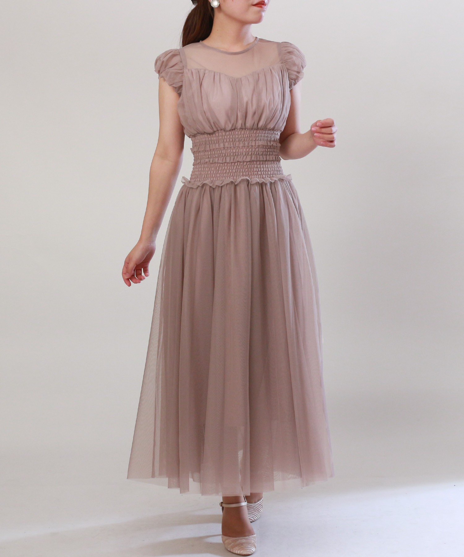 ウエストシャーリング チュールドレス