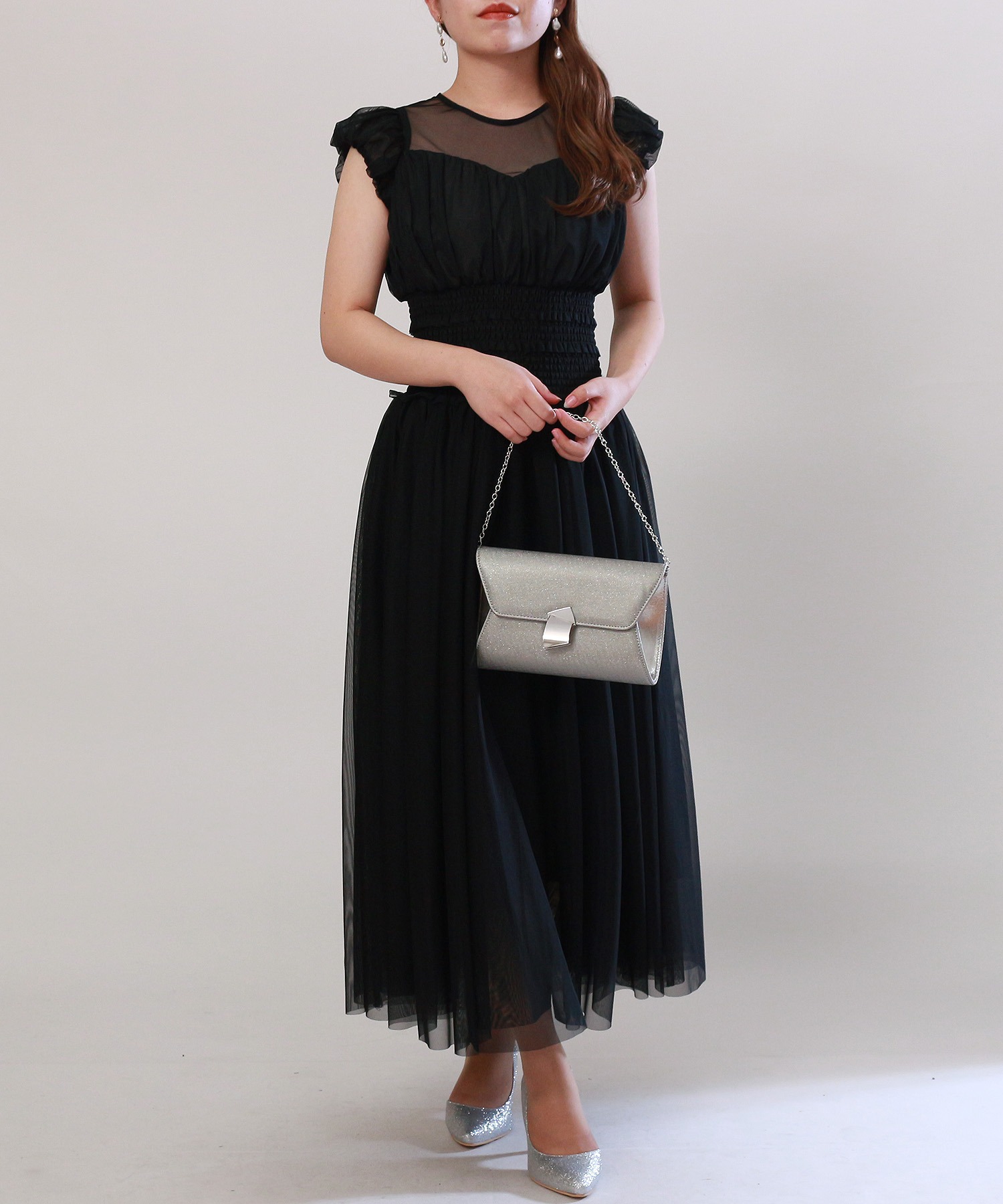 ウエストシャーリング チュールドレス