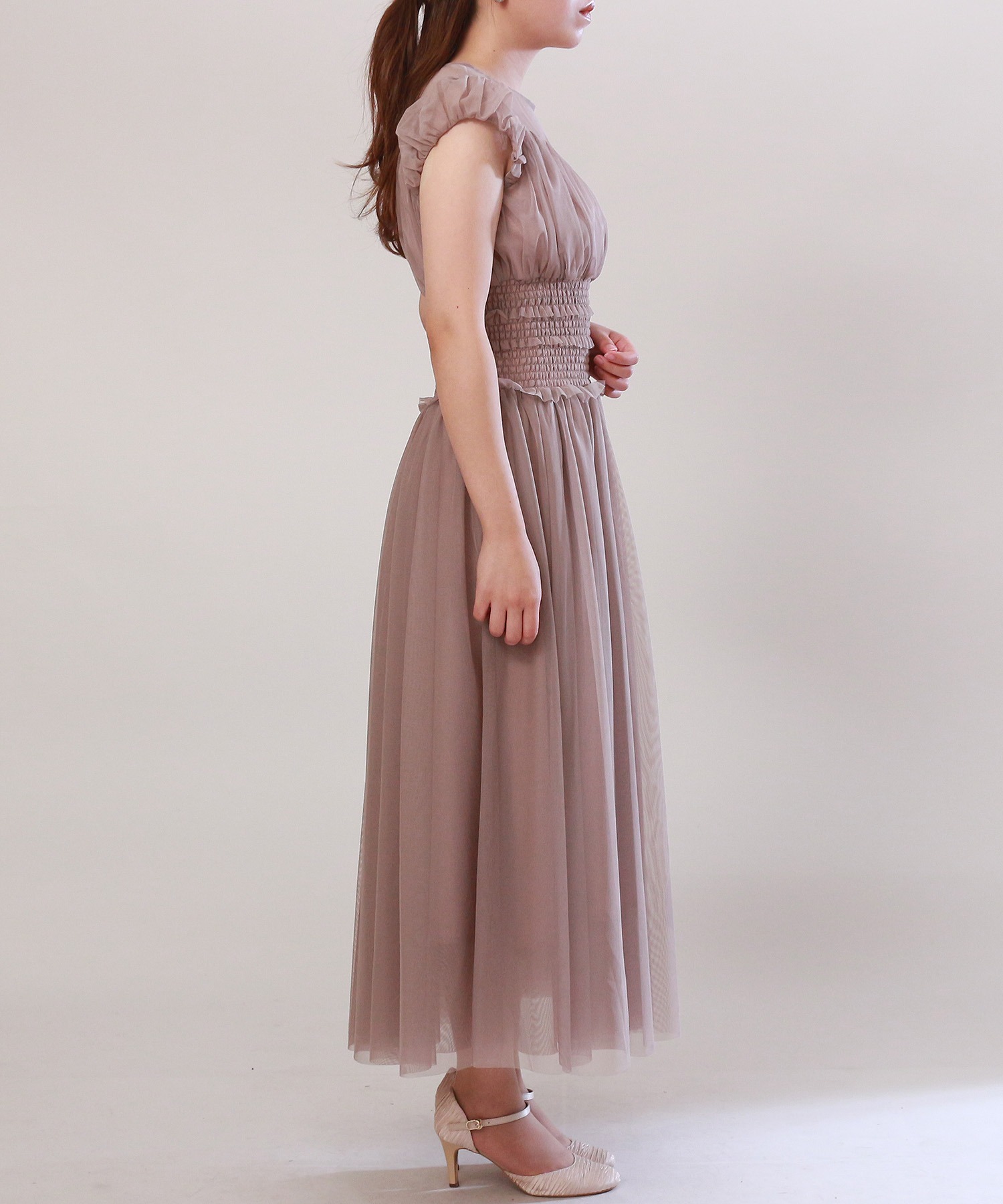 ウエストシャーリング チュールドレス