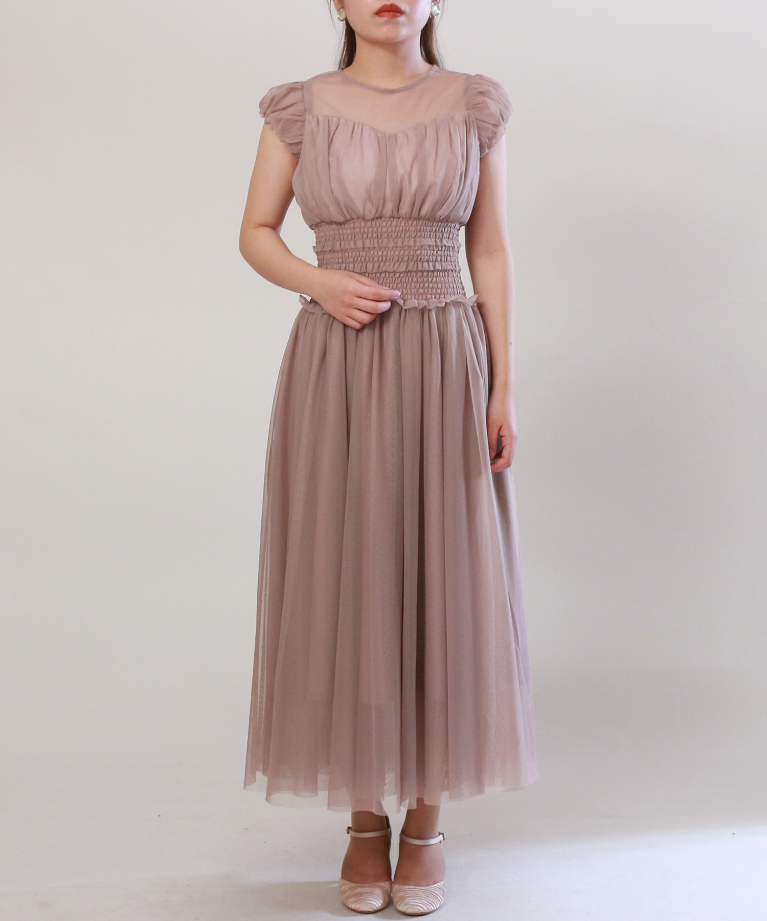 ウエストシャーリング チュールドレス