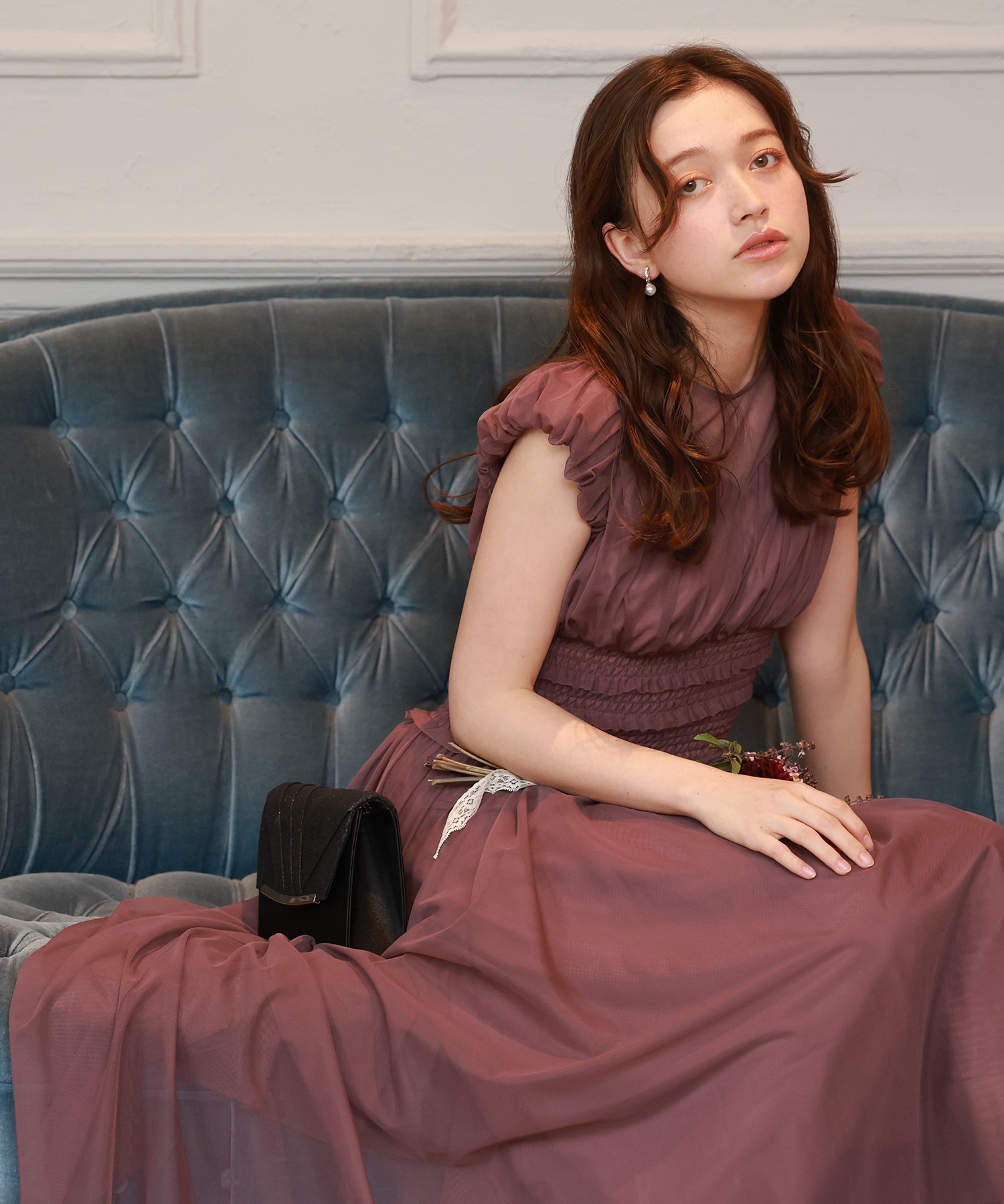 ウエストシャーリング チュールドレス