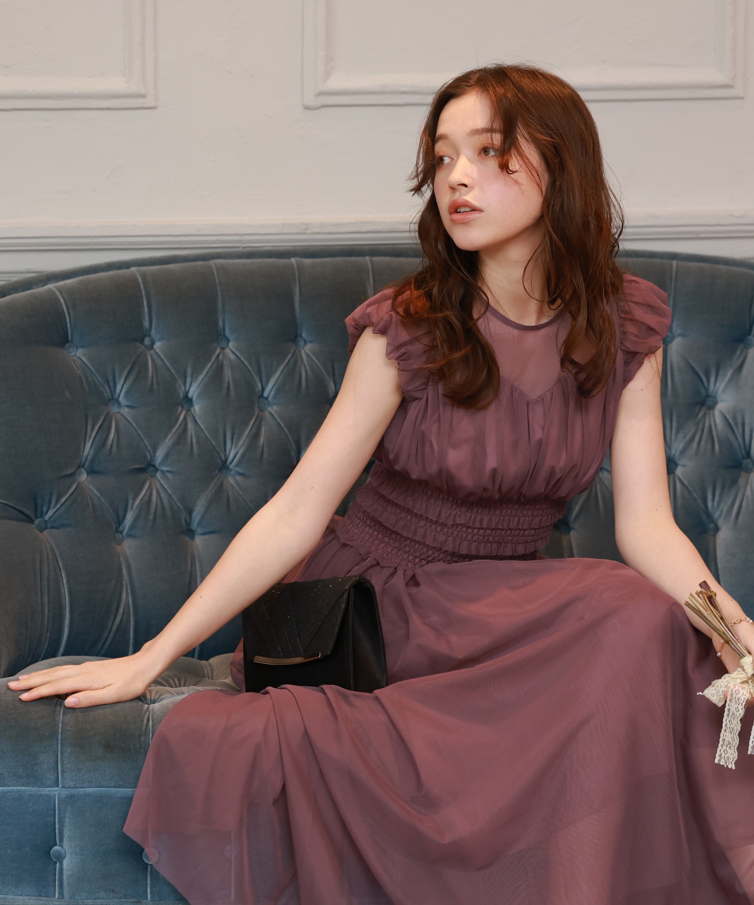 ウエストシャーリング チュールドレス