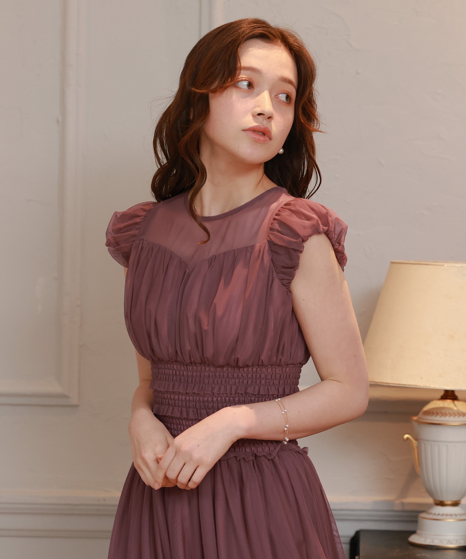 ウエストシャーリング チュールドレス