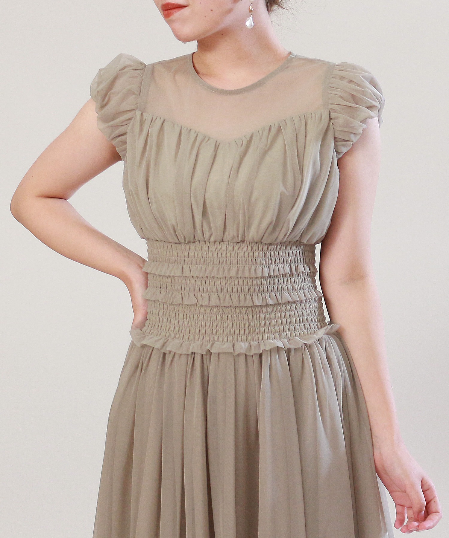 ウエストシャーリング チュールドレス