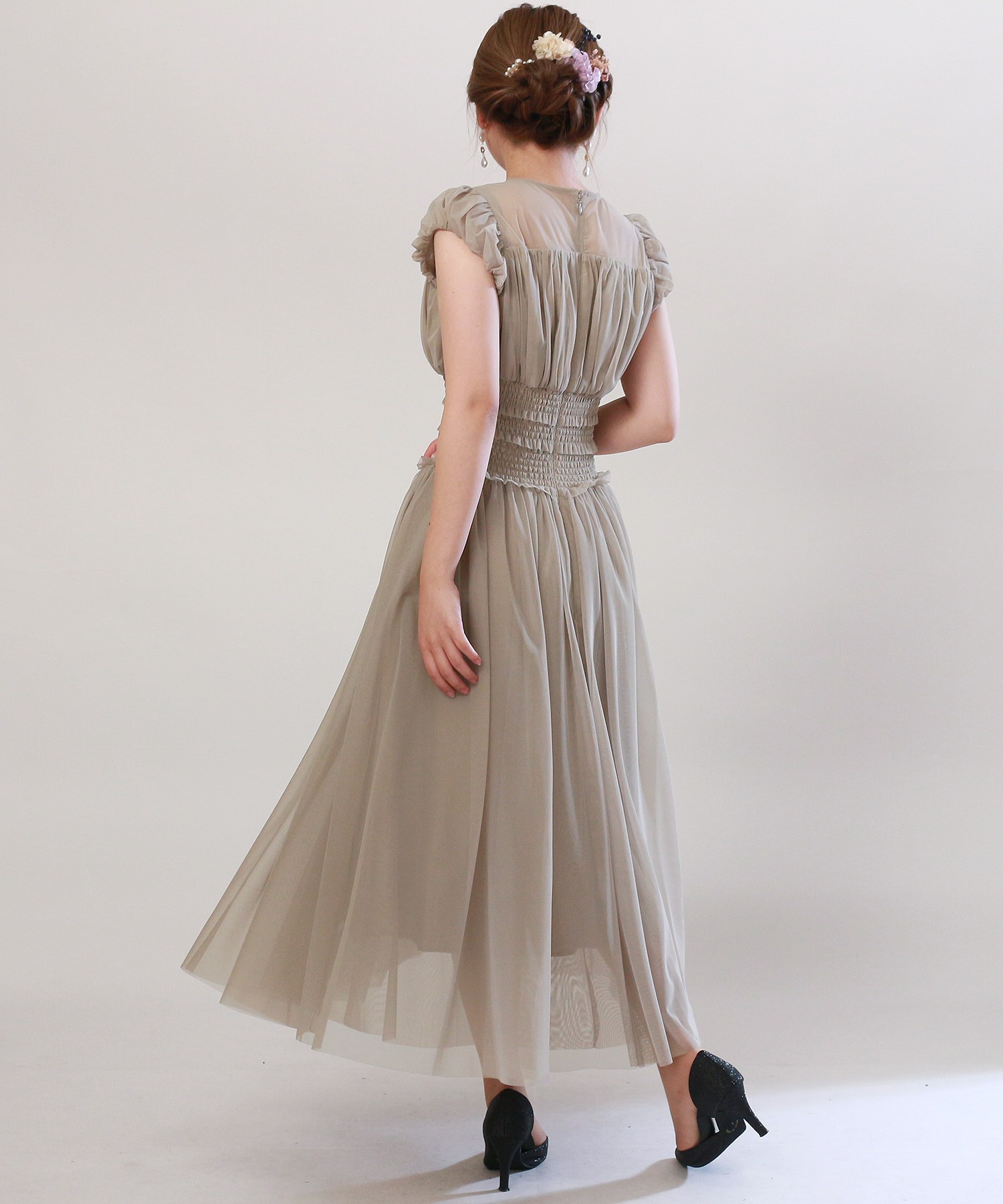 ウエストシャーリング チュールドレス