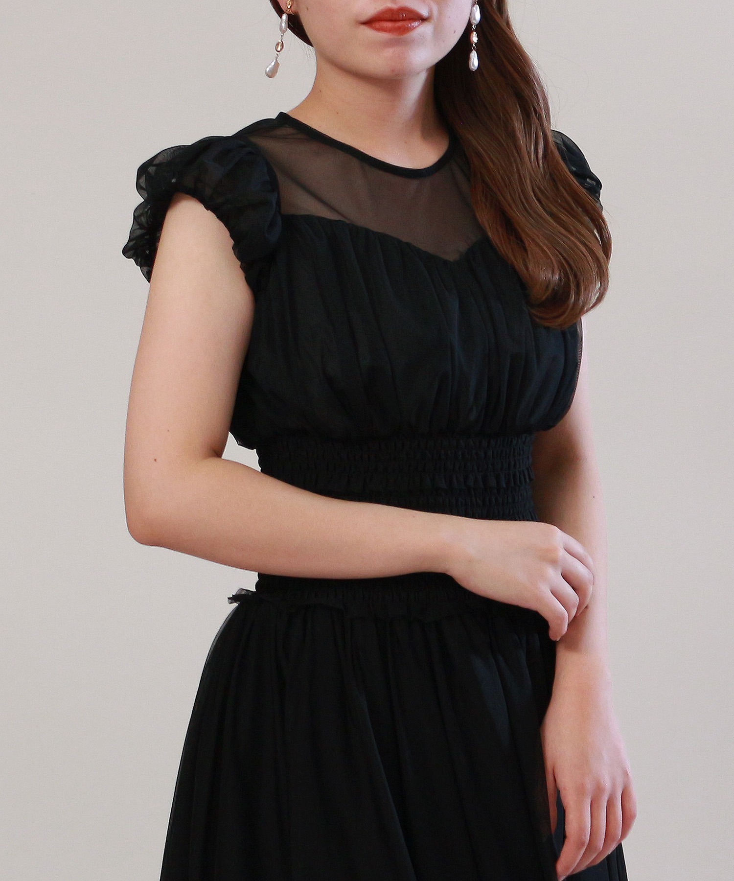 ウエストシャーリング チュールドレス