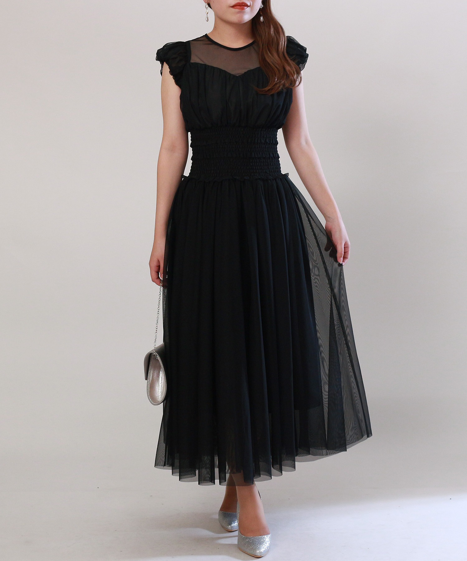 ウエストシャーリング チュールドレス