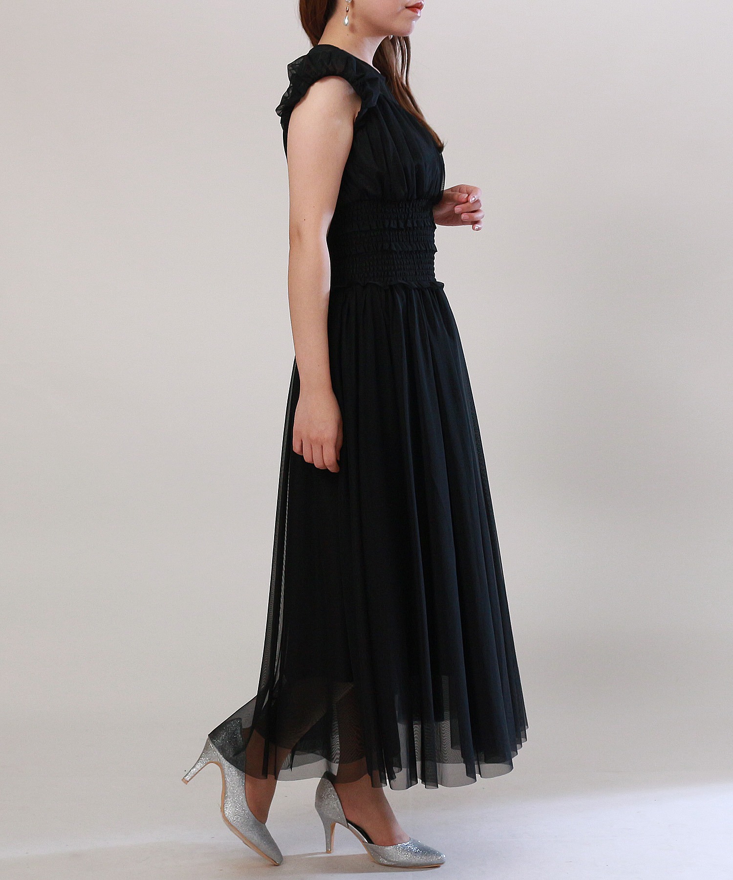 ウエストシャーリング チュールドレス