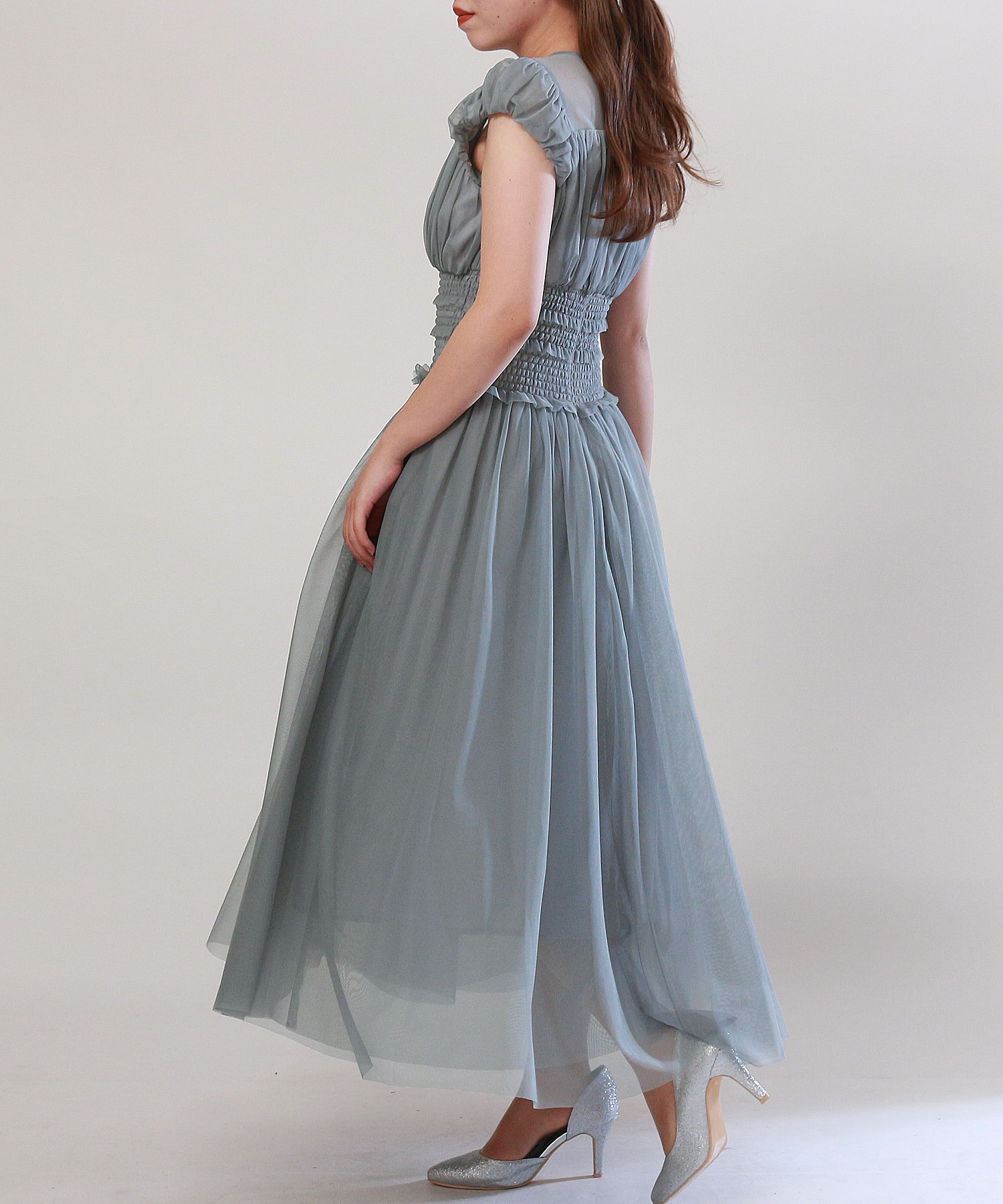 ウエストシャーリング チュールドレス