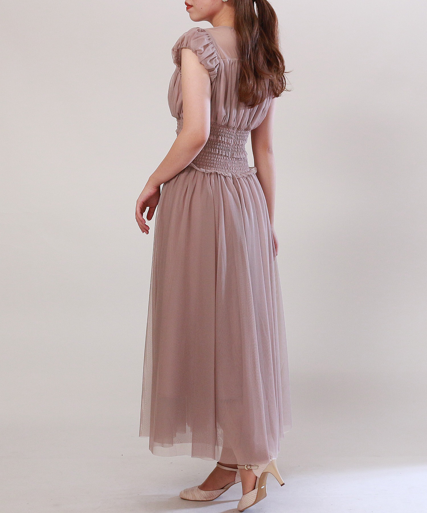 ウエストシャーリング チュールドレス