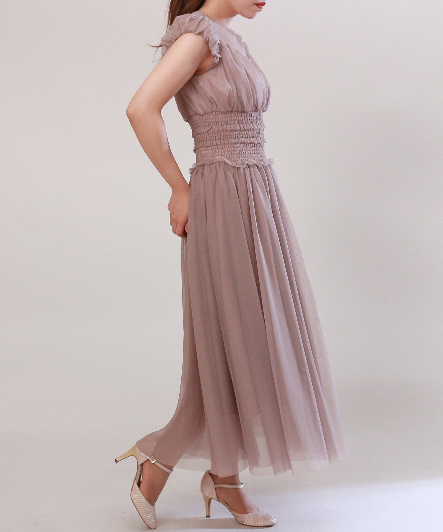 ウエストシャーリング チュールドレス