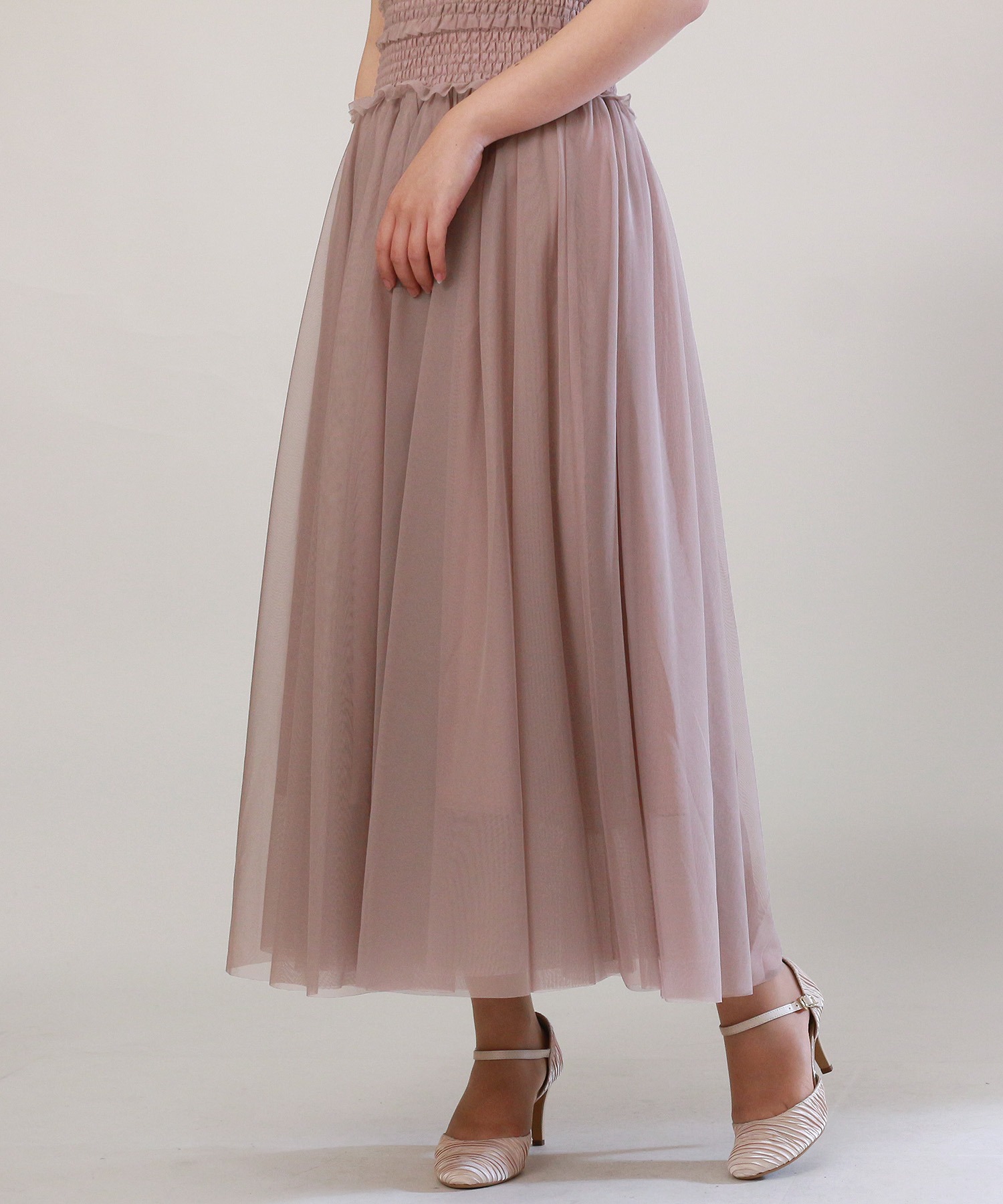 ウエストシャーリング チュールドレス