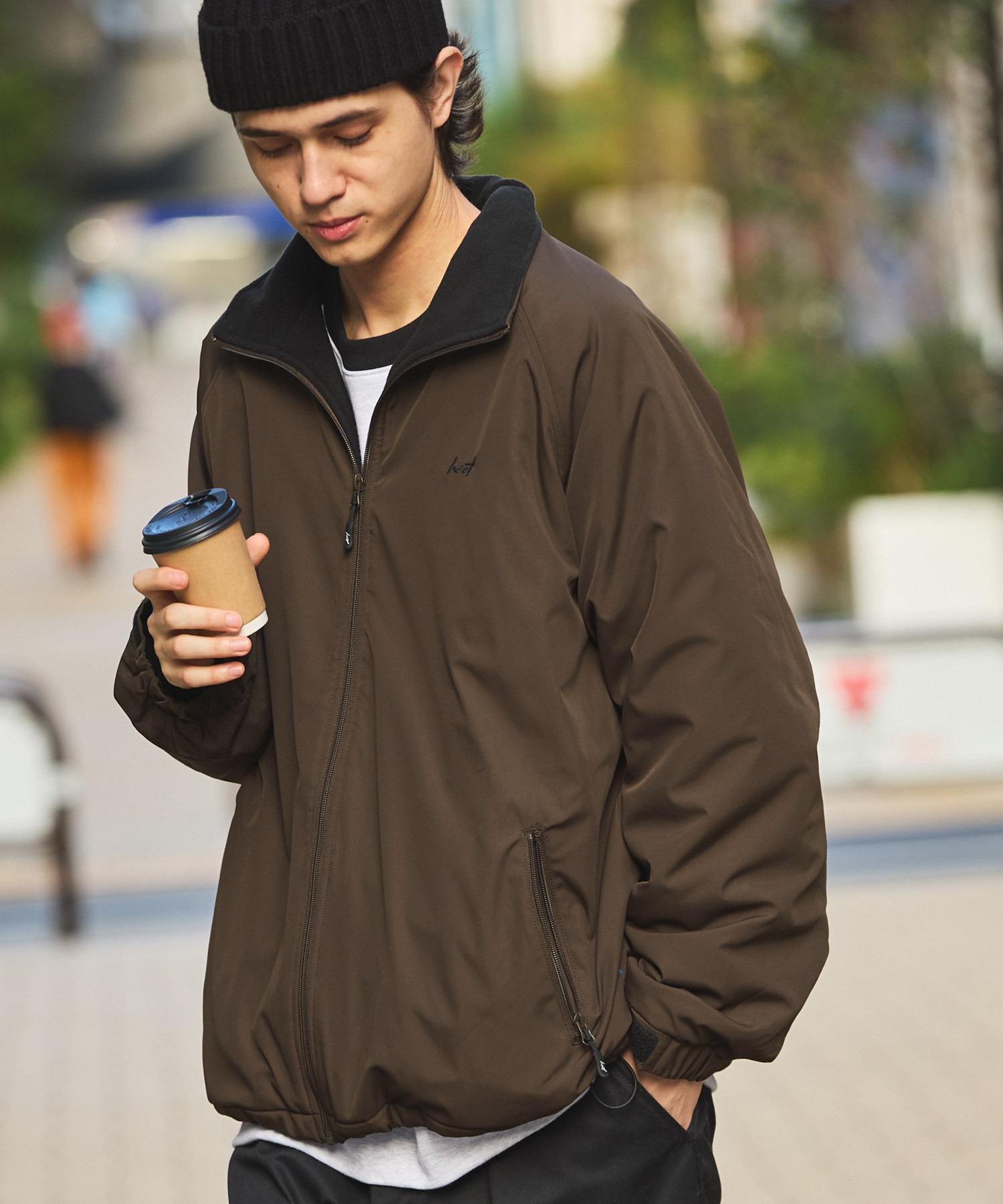 【HECT】Big Fleece Lining Track Blouson / ビッグシルエット裏配色フリーストラックブルゾン