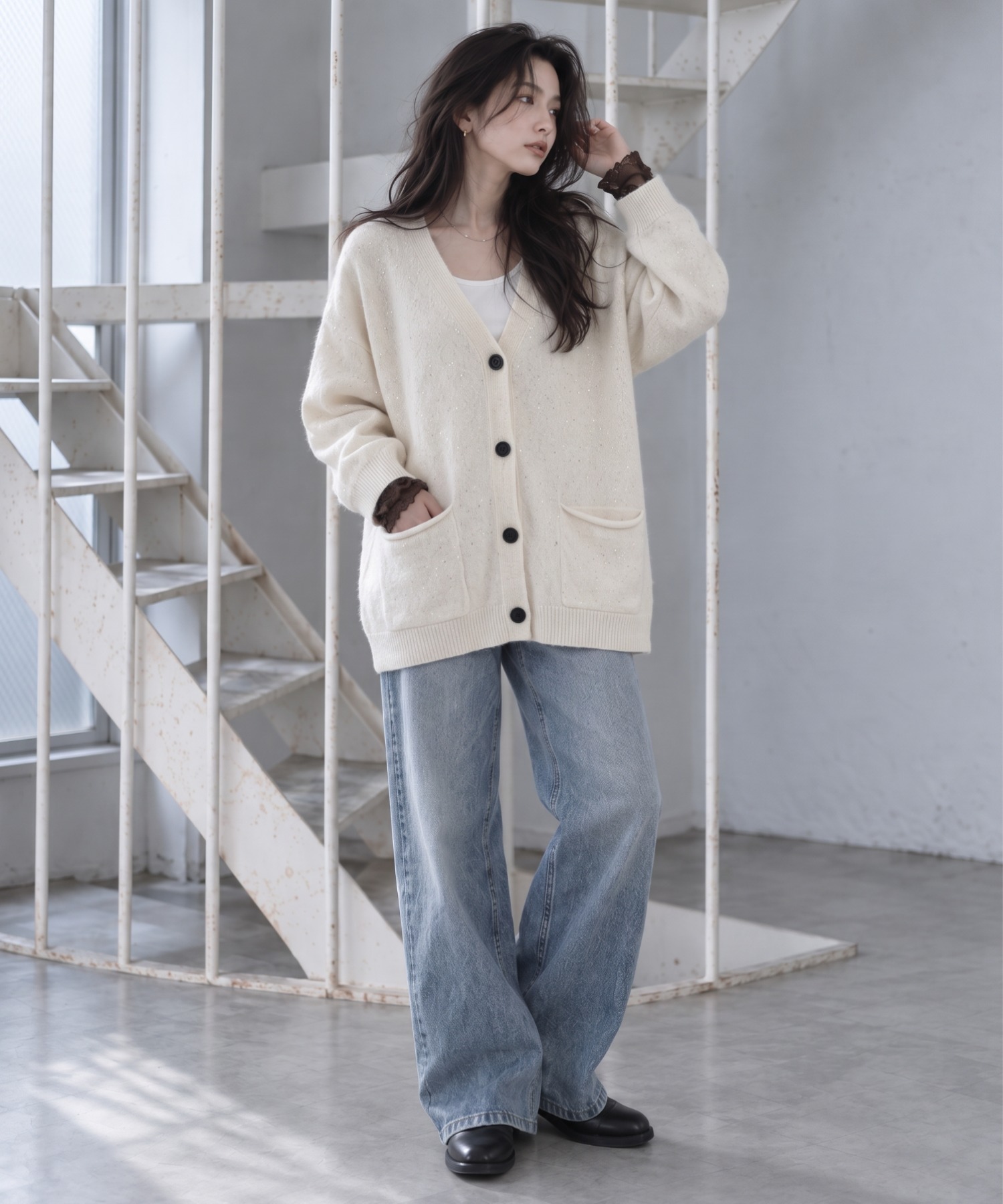 モデル身長：160cm
着用サイズ：FREE