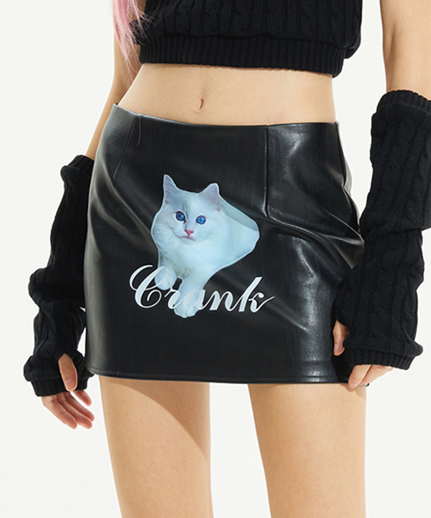 A'GEM/9 × .kom『CRANK/クランク』MY LITTLE KITTY SKIRT/キャットプリント ミニスカート