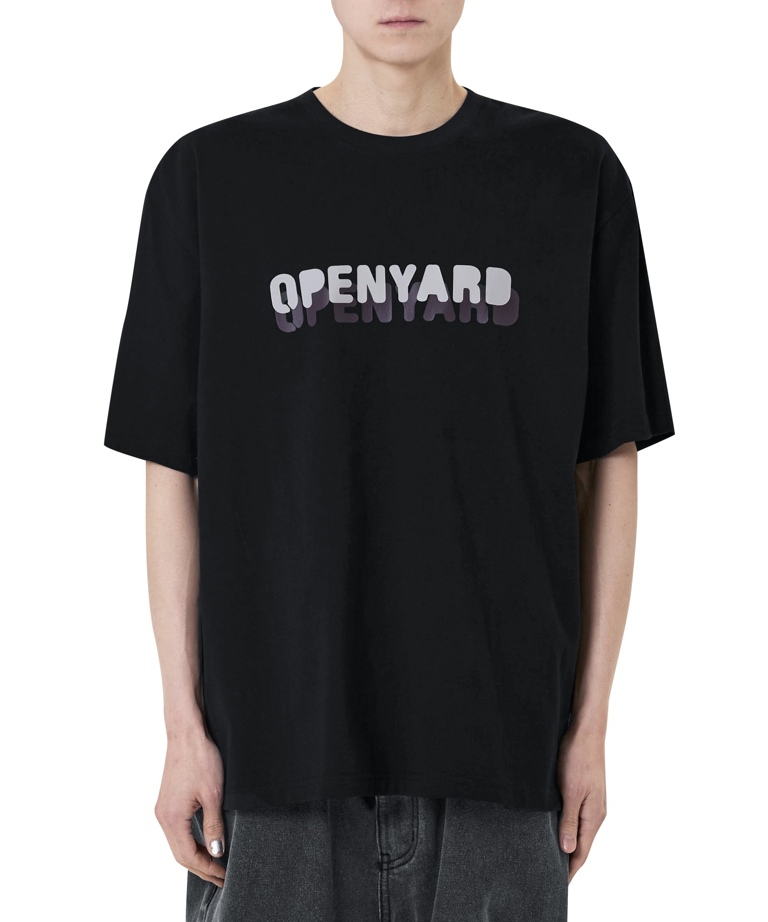★OY★OVERLAY LOGO TEE - BLACK★正規品/韓国直送料込/人気 OY/オーワイ』 LOGO OVERLAY TEE/ロゴオーバーレイ半袖Tシャツ
