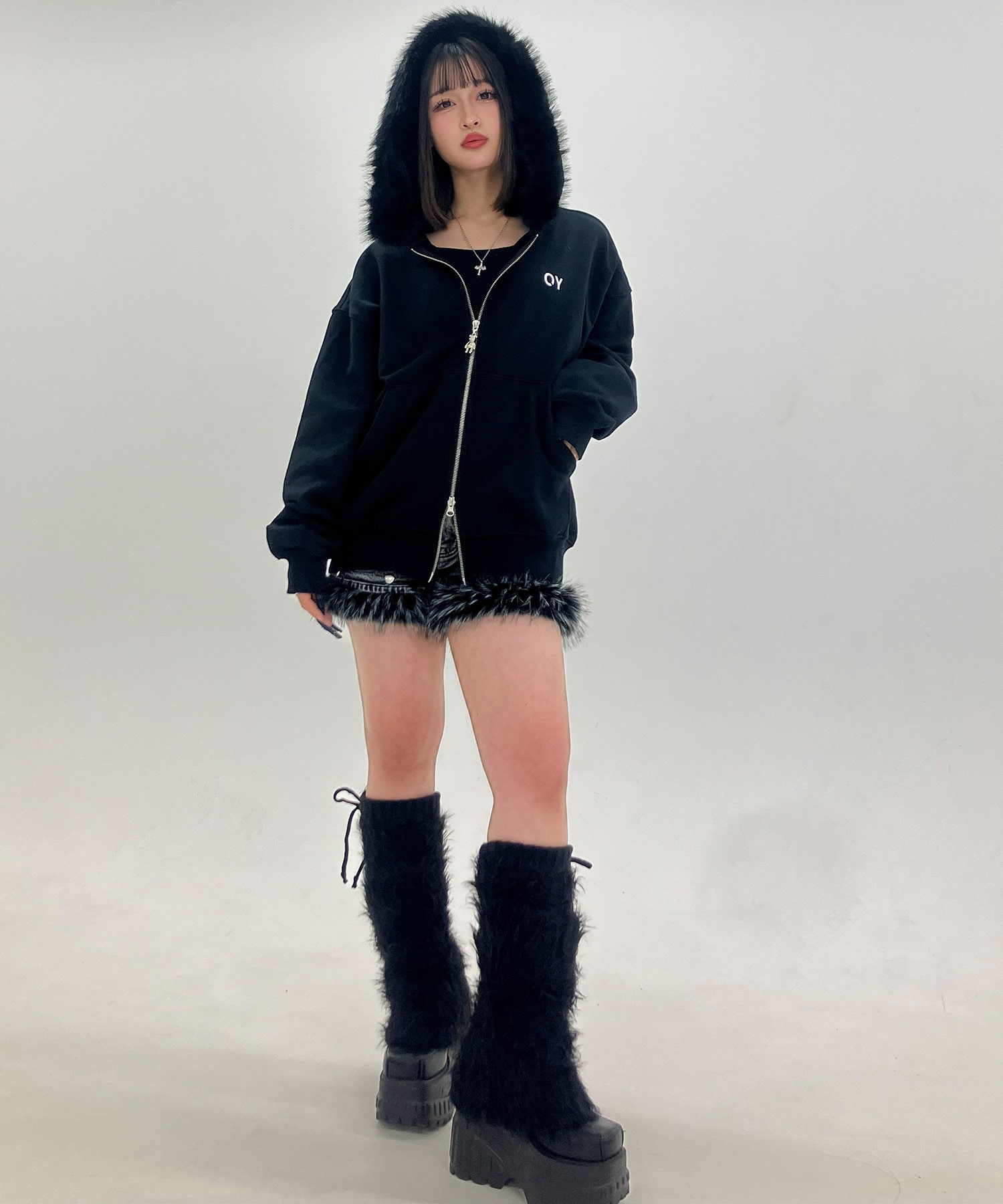 OY/オーワイ』DOLLY FAUX FUR HOODIE ZIP UP/ドリー ファーフード