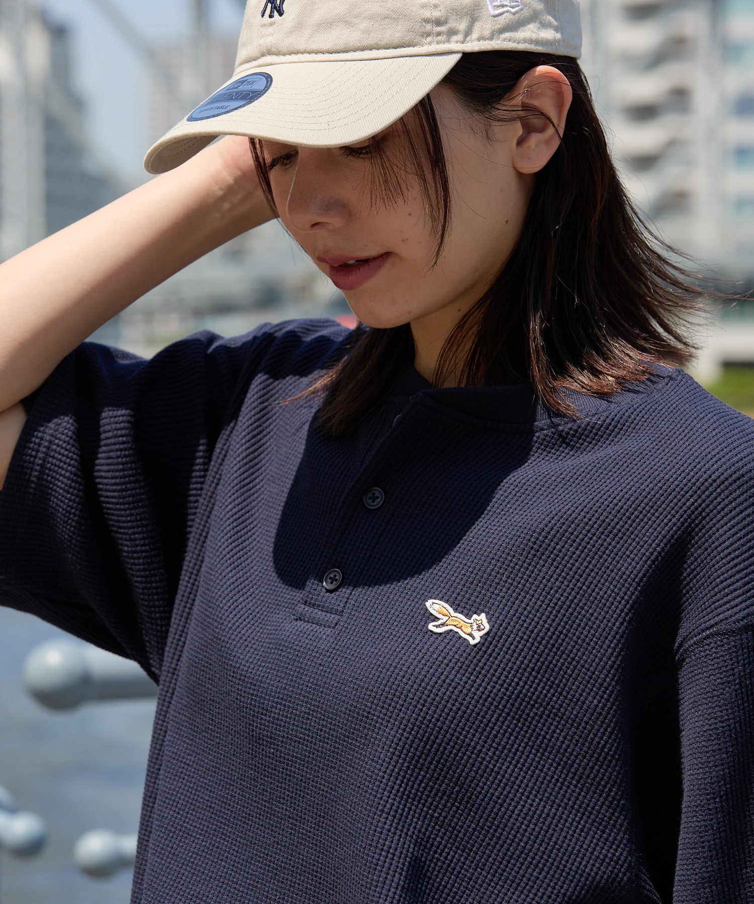 PENNEYS/ペニーズ 別注 THEFOX ワンポイント刺繍 ワッフル ヘンリー