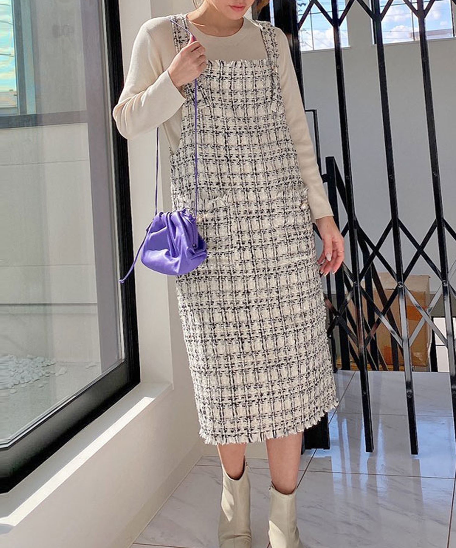 ツイード ジャンパースカート Tabek Desa Id