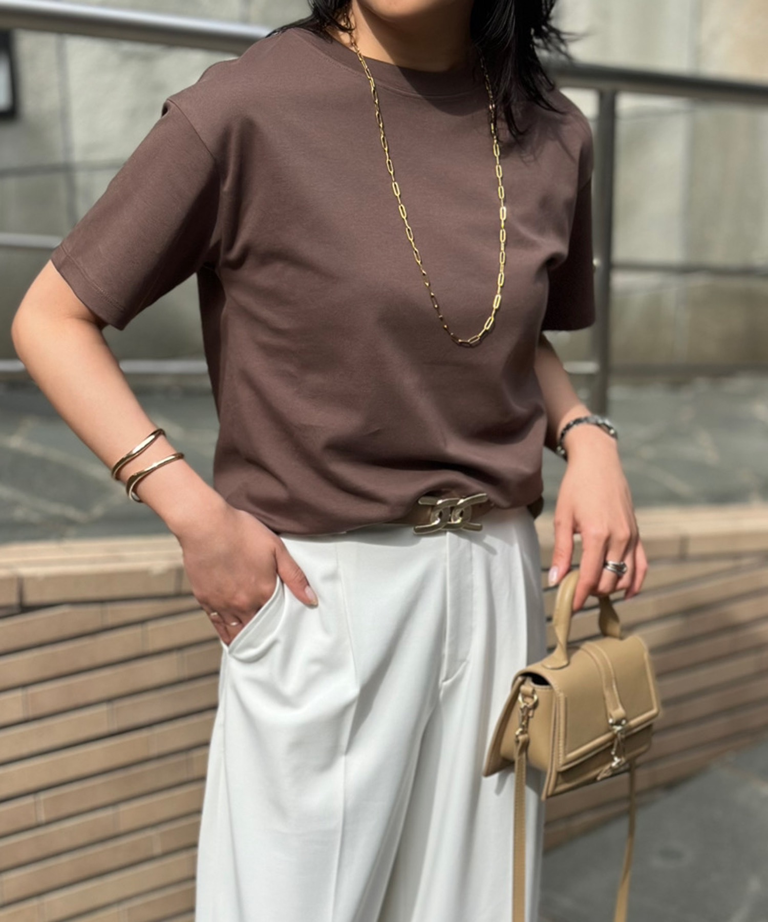 たぬき様　ドゥーズィエムクラス シルク混 カットソー 素材にこだわった】シルクタッチスムースTシャツ Emma Taylor