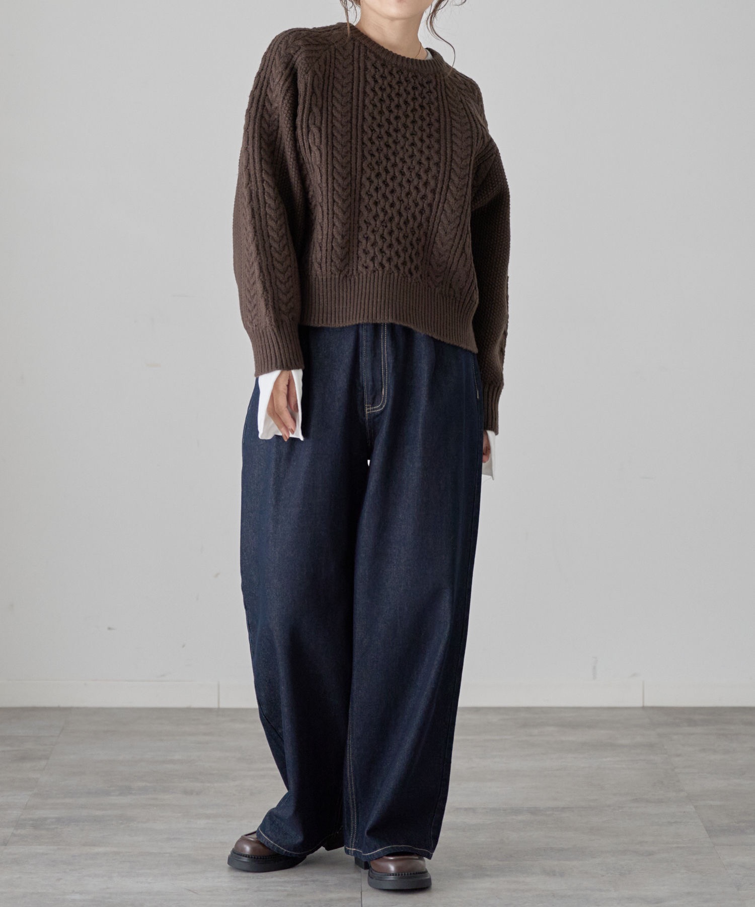 model: 163cm. 着用サイズ：FREE