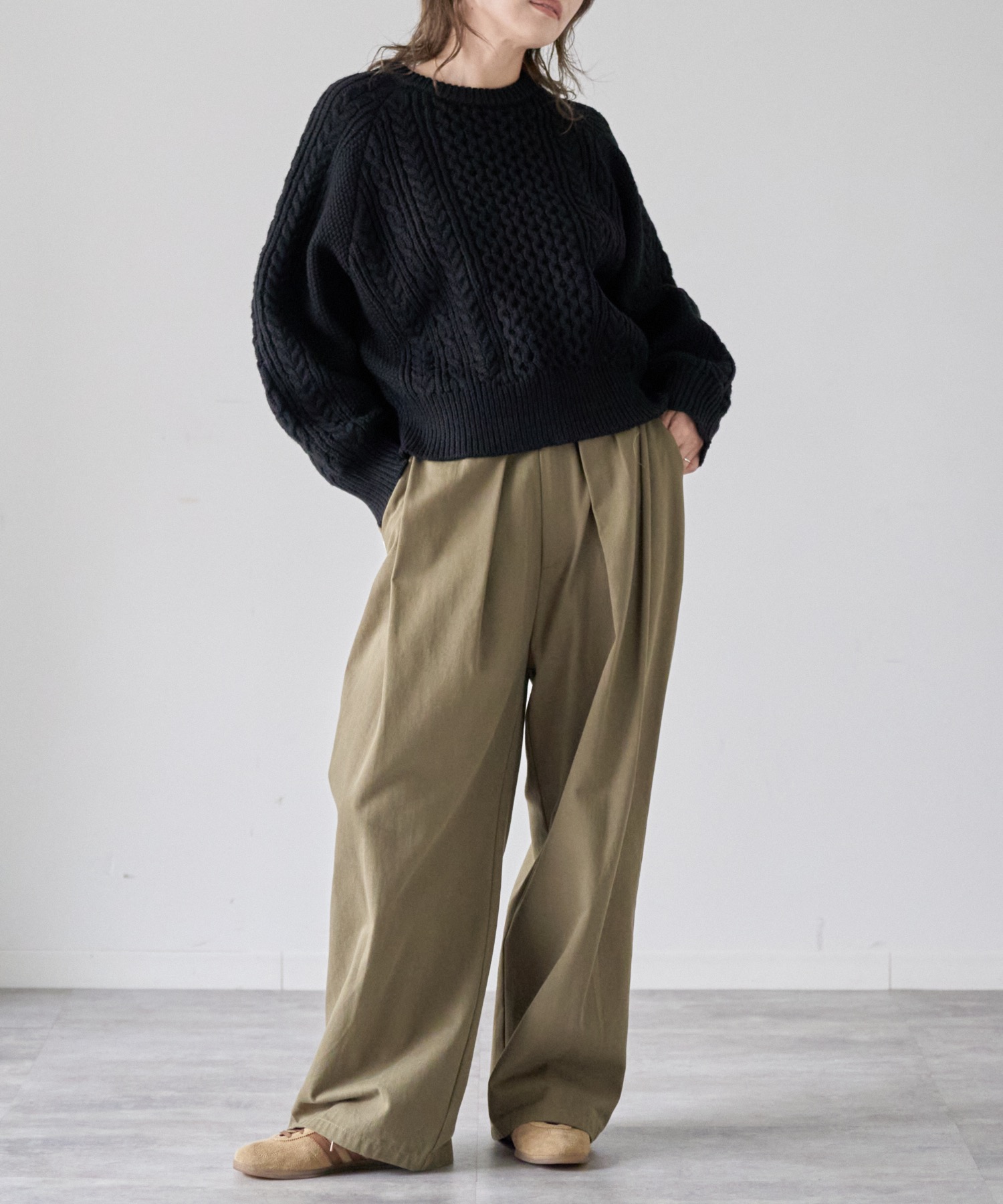 model: 163cm. 着用サイズ：FREE
