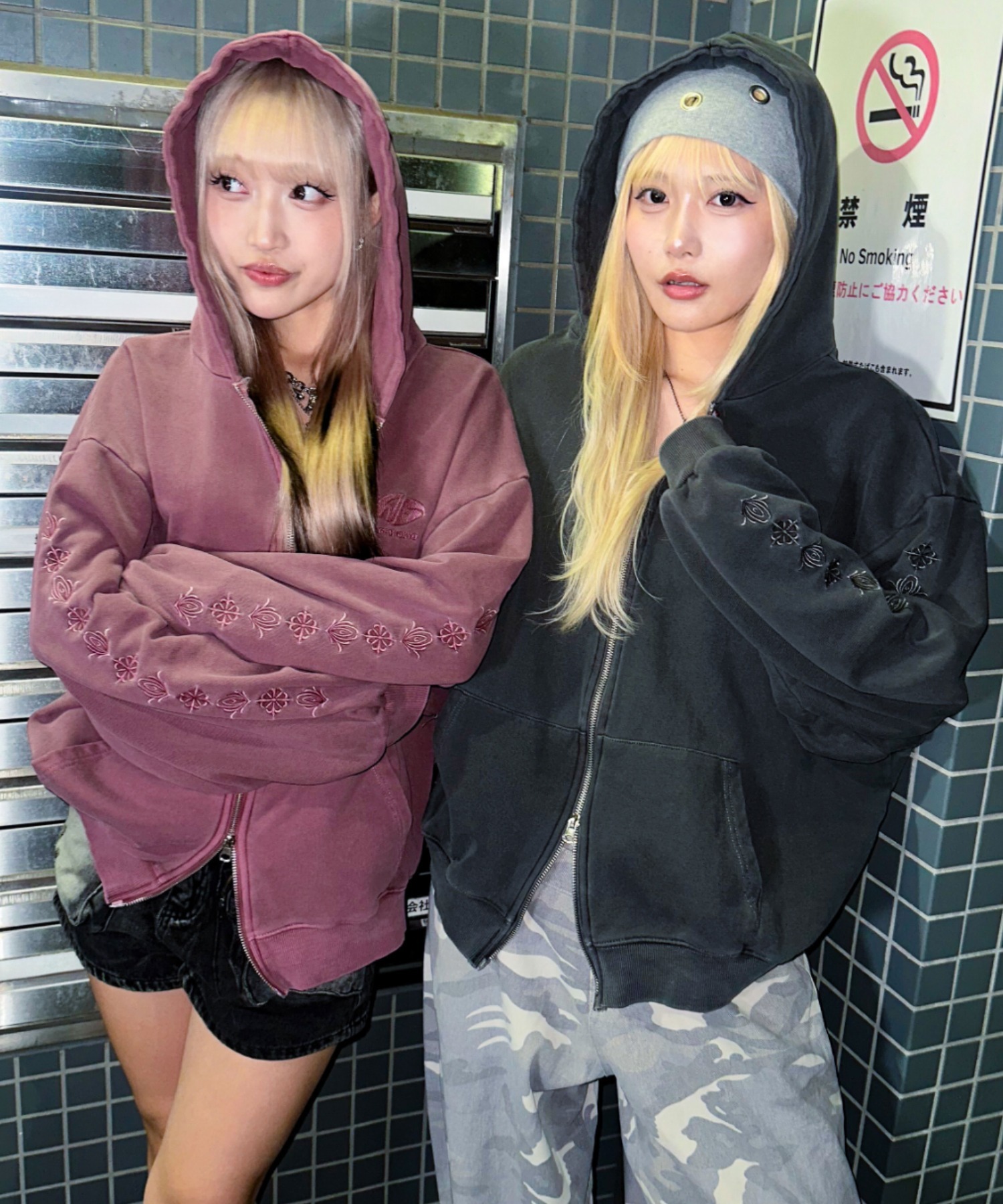 A'GEM/9 エージェムナイン ジップアップ 刺繍パーカー フリーサイズ A'GEM/9 × .kom 『A'GEM/9/エージェムナイン』 クロスエンジェル