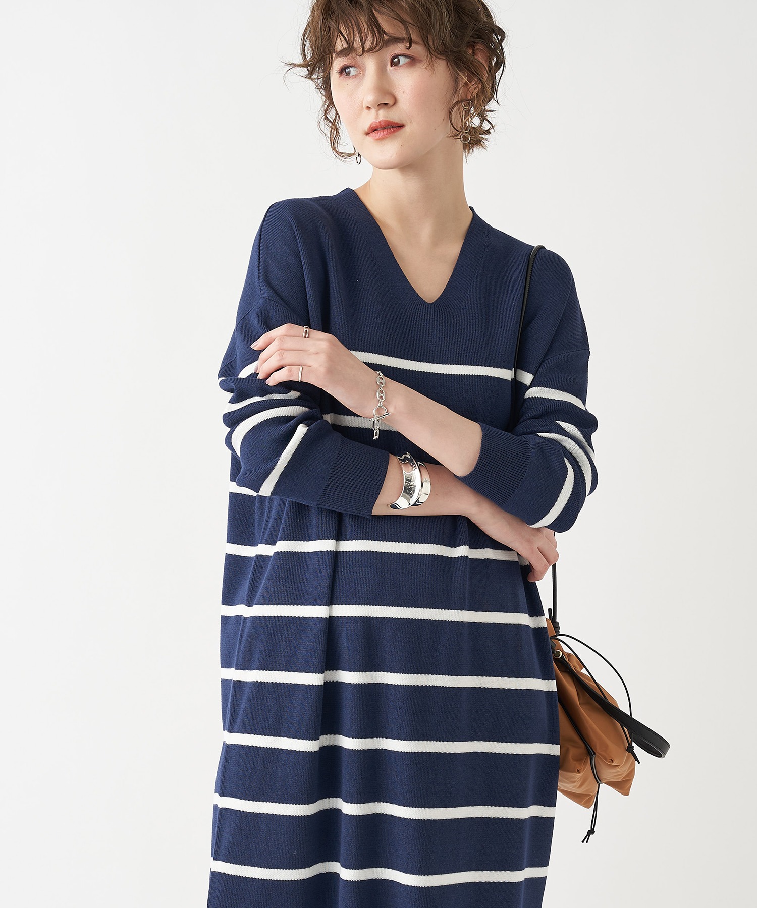 1枚でコーデが決まる Vネックボーダーニットワンピース Missionindira Com