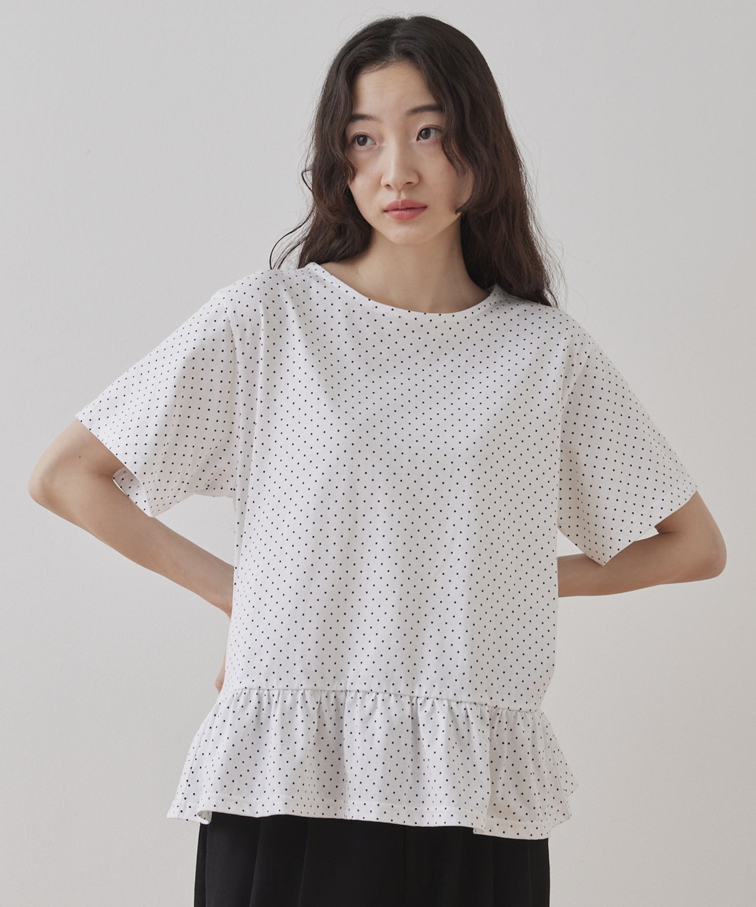 【美品】ENFOLD ソフト天竺 デコラティブ Tシャツ フリル M □美品【】エンフォルドソフト天竺デコラティブTシャツ フリルM