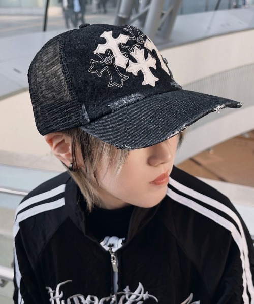 試着のみ美品】A'GEM9.kom 限定SUPPLIERCAPクロスロゴキャップ A'GEM/9 × .kom 『SUPPLIER/サプライヤー』Multiple Cross Denim Cap
