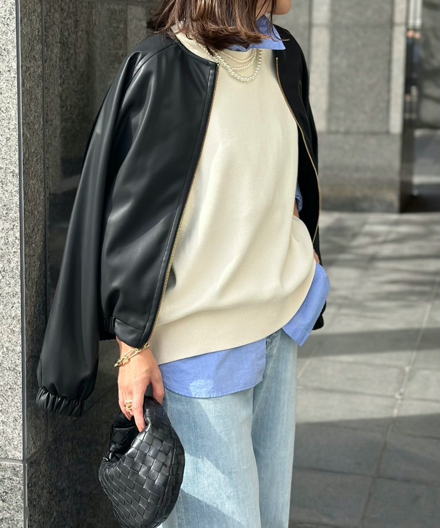 フェイクレザーノーカラーブルゾン Emma Taylor│STYLEDOOR スタイルドア