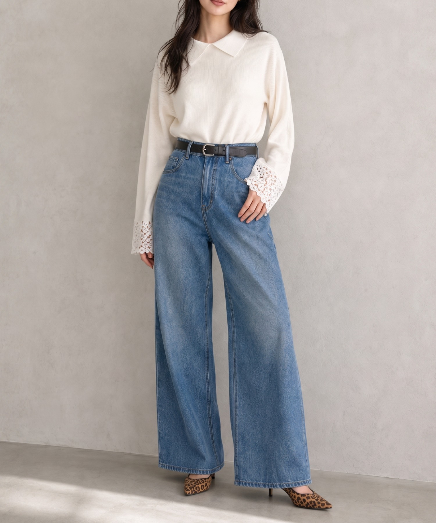 model：160cm
着用サイズ：F