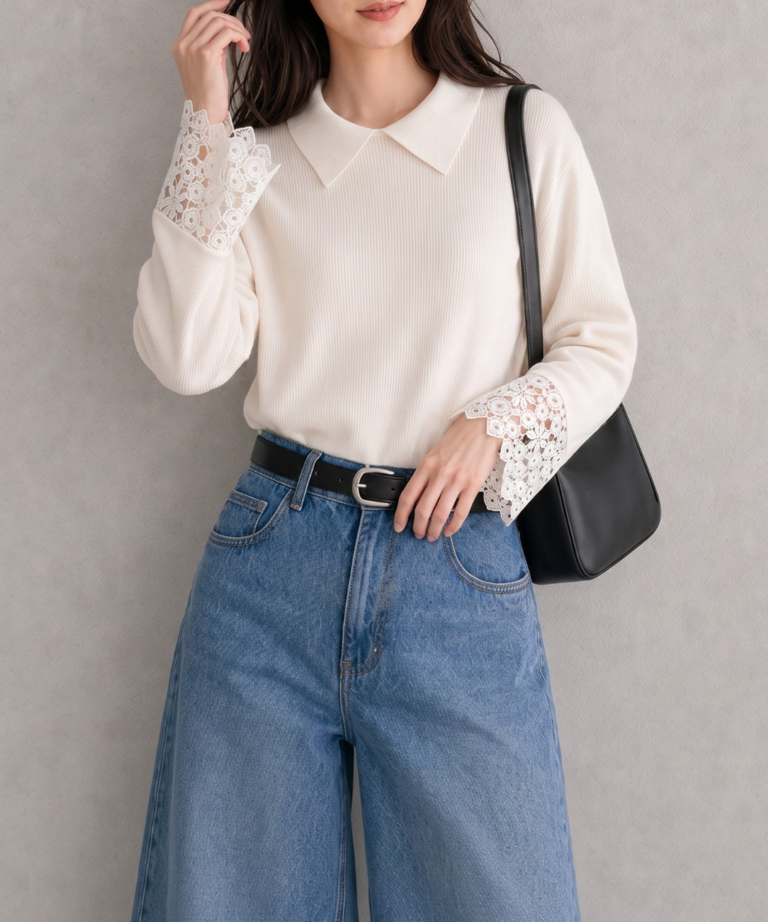 model：160cm
着用サイズ：F