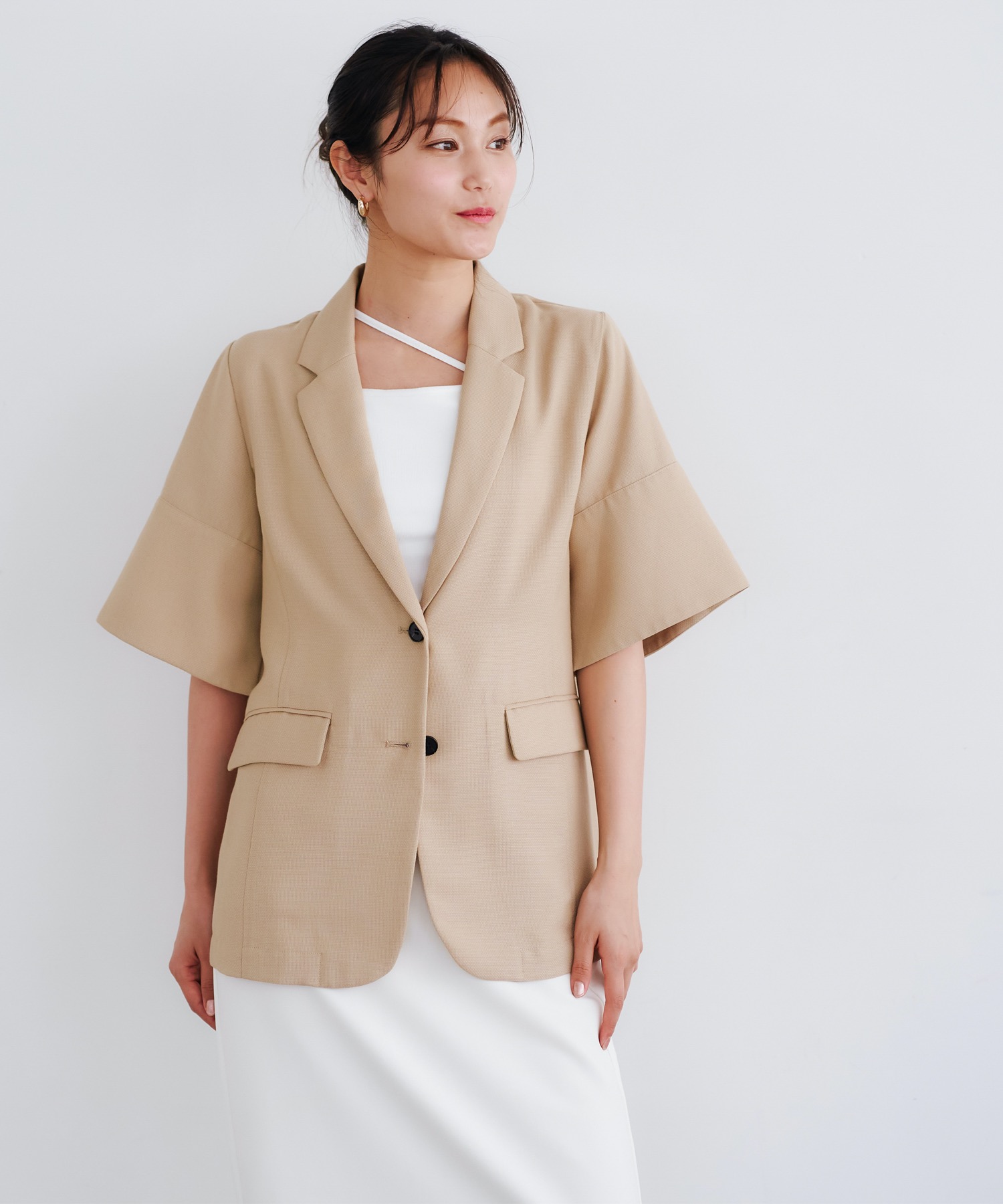 【新品】Emma taylor フード付き軽量ジャケット ハーフスリーブテーラージャケット Emma Taylor│STYLEDOOR