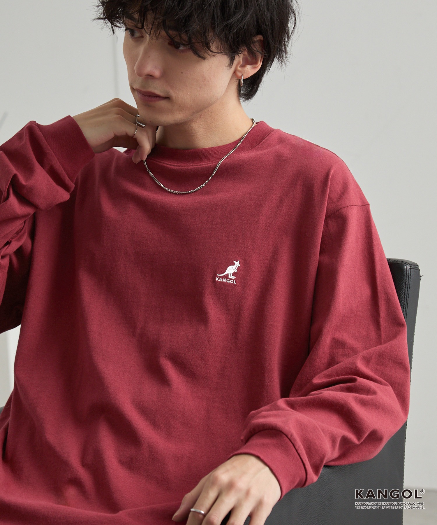 KANGOL カンゴール 別注 ロゴ ワンポイント刺繍 オーバーサイズ長袖Tシャツ モノマート 公式オンラインストア