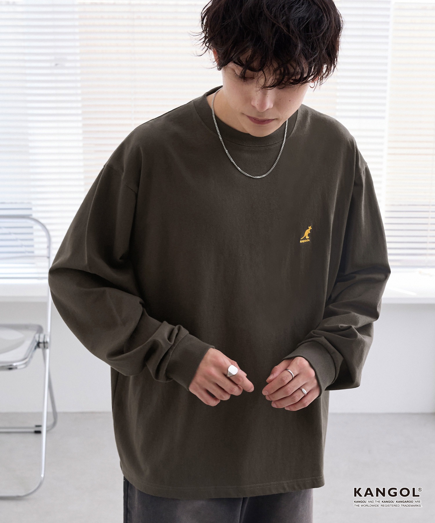 KANGOL/カンゴール 別注 ロゴ ワンポイント刺繍 オーバーサイズ長袖Tシャツ MONO-MART│MONO-MART [モノマート]  公式オンラインストア