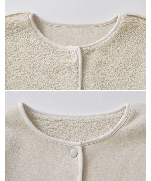 [低身長サイズ有]ダブルフェイスボアフェイクムートンノーカラーコート