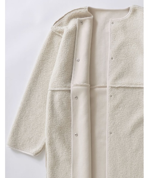 [低身長サイズ有]ダブルフェイスボアフェイクムートンノーカラーコート