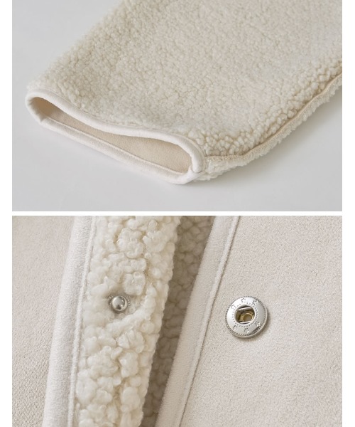[低身長サイズ有]ダブルフェイスボアフェイクムートンノーカラーコート