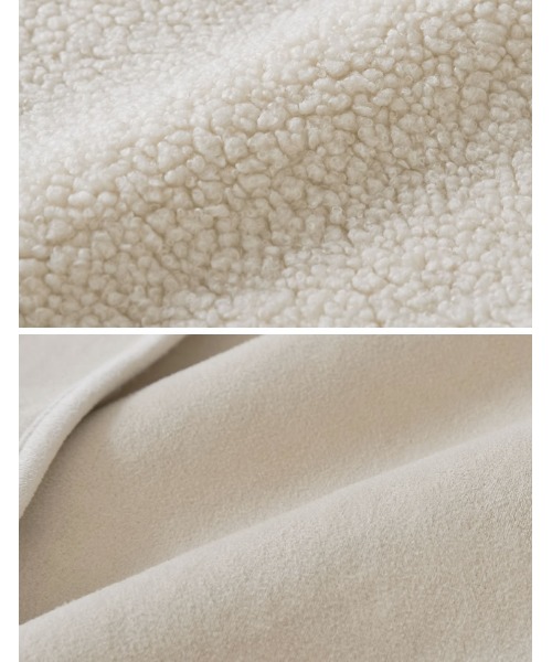 [低身長サイズ有]ダブルフェイスボアフェイクムートンノーカラーコート