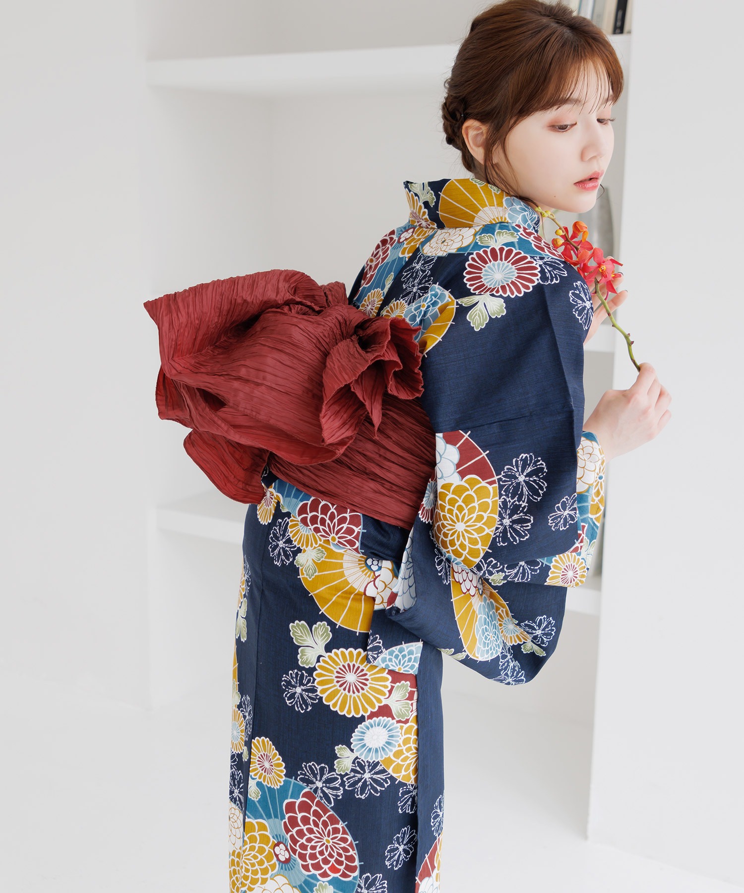 1人で着られる浴衣5点セット 和歌山染工日本染め（ゆかた・しわ