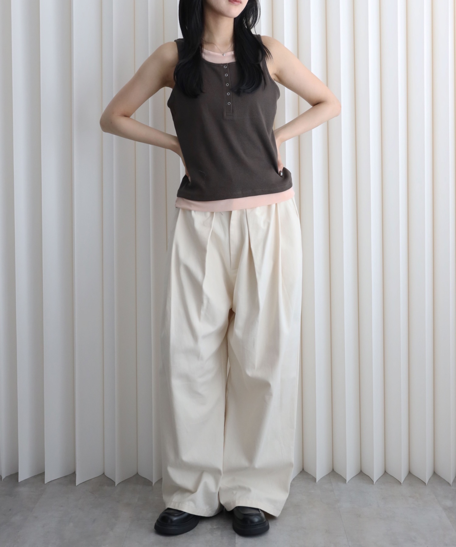 model：164cm. 着用サイズ：FREE