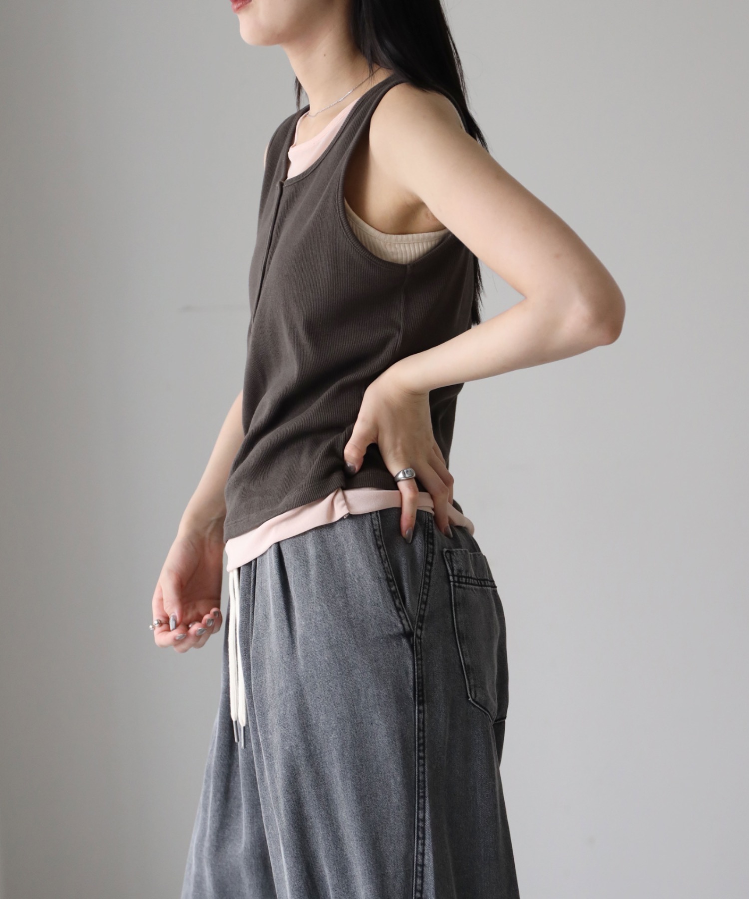 model：164cm. 着用サイズ：FREE