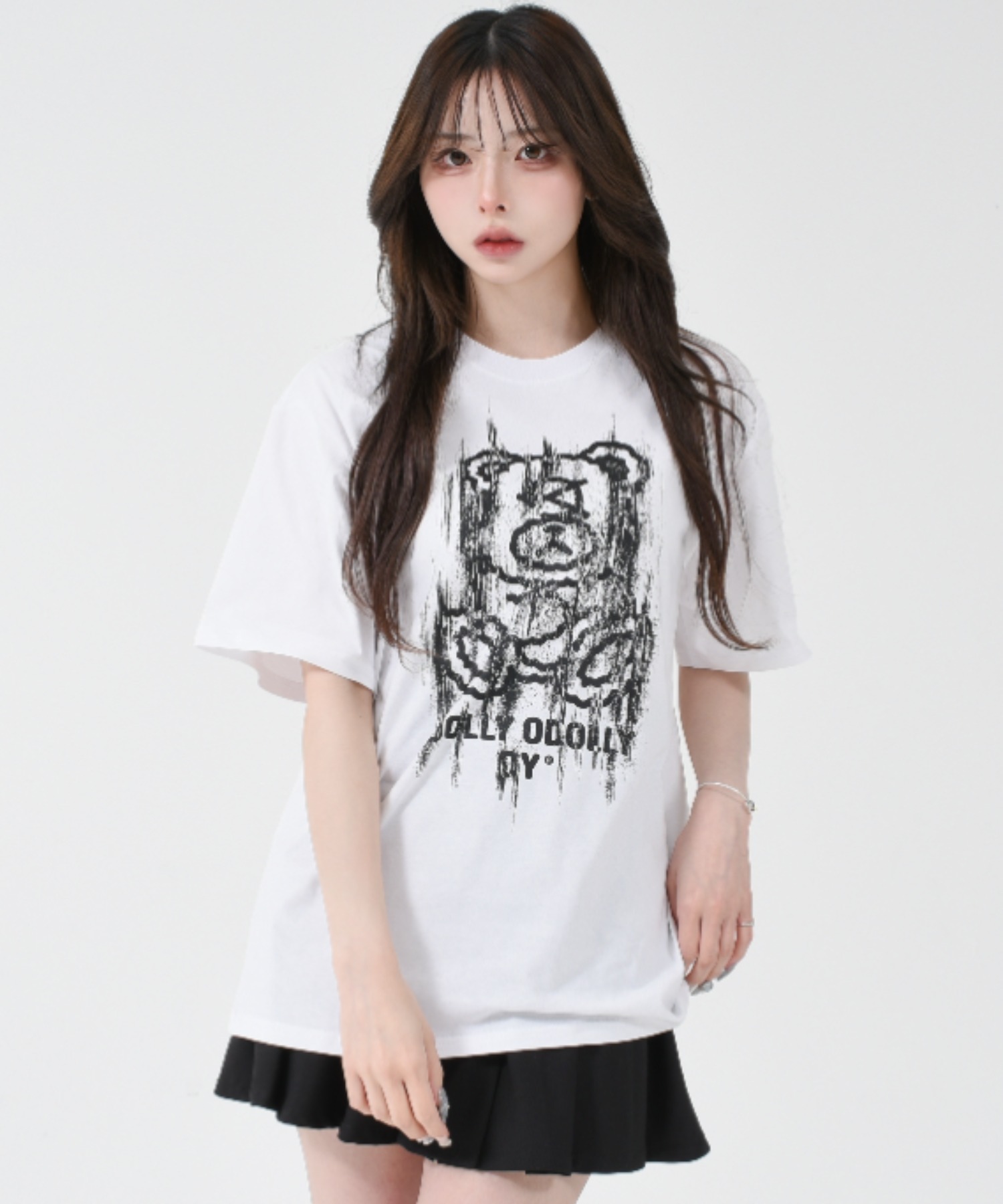 ★OY★GLITCHY DOLLY TEE - WHITE★正規品/韓国直送料込/人気 OY/オーワイ』DOT DOLLY CROPPED TEE/ドットドリークロップ半袖T